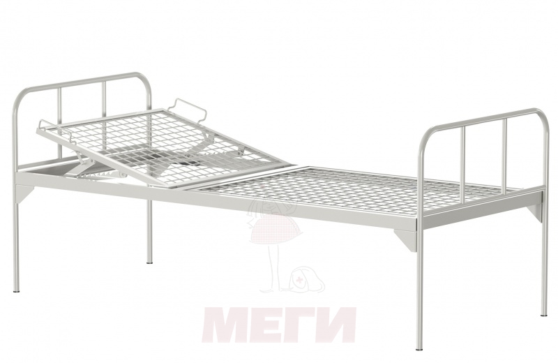 Кровать металлическая общебольничная с подголовником КФО-01-МСК, без колес (код МСК-105)